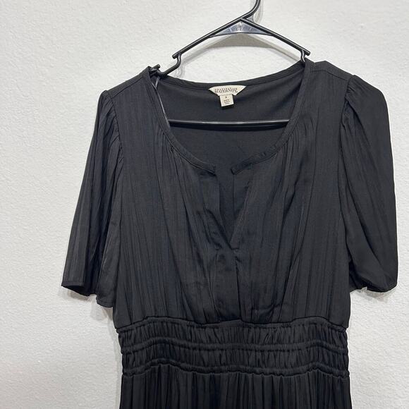 Destination Maternity Black Maxi Dress breezy flutter sleeve drapey skirt - Picture 9 of 14